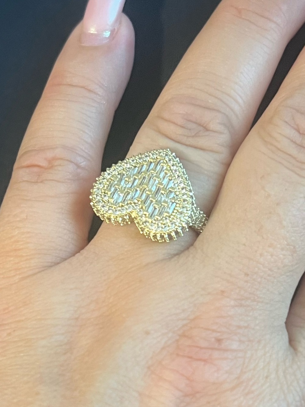 14K Gold Filled Woven Lattice Heart Statement Ring (Size 7)